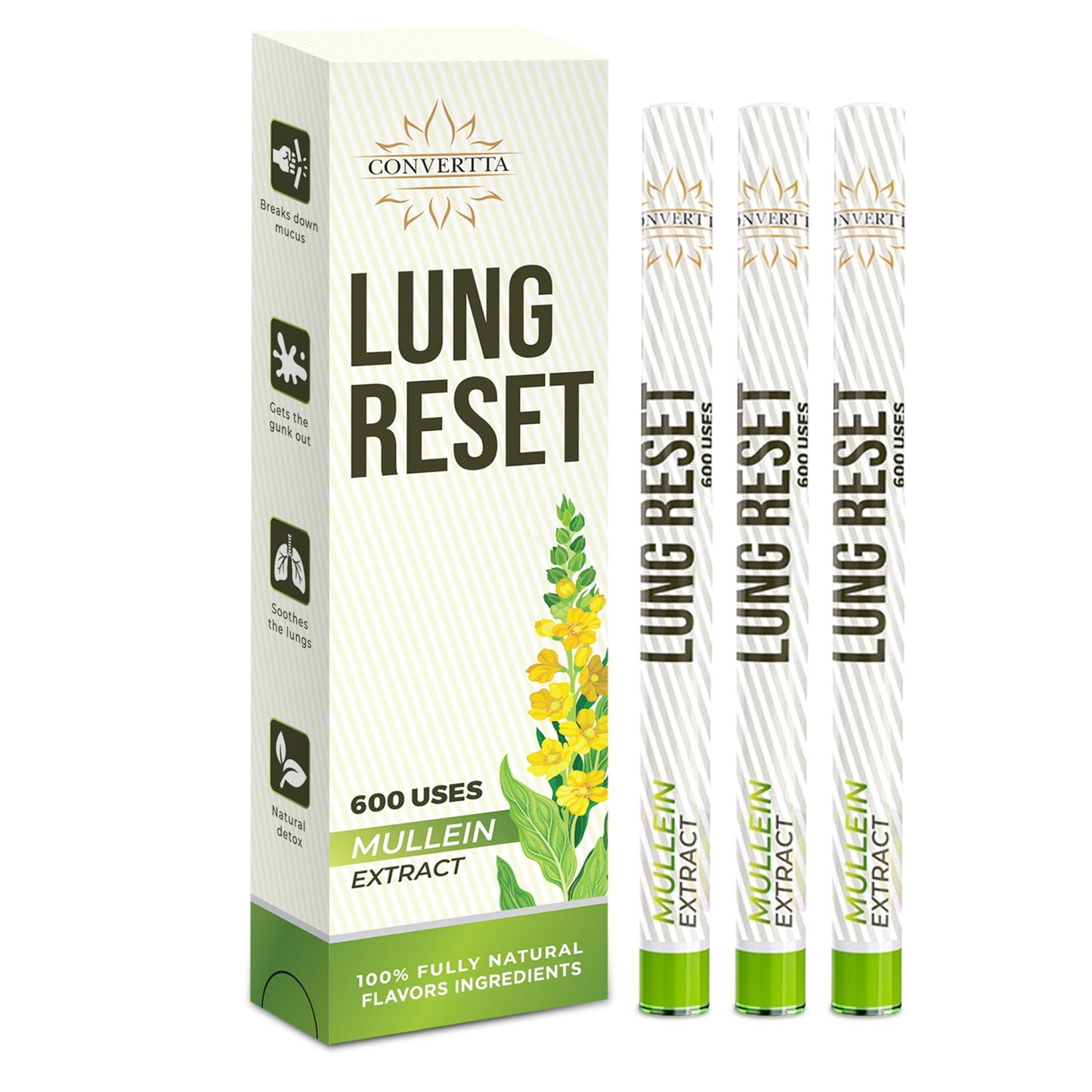 Lung Detox Mullein Diffuser Pen | Natural Mullein Leaf | Lung Health & Detox | Herbal Mullein Diffuser Pen 600 Uses