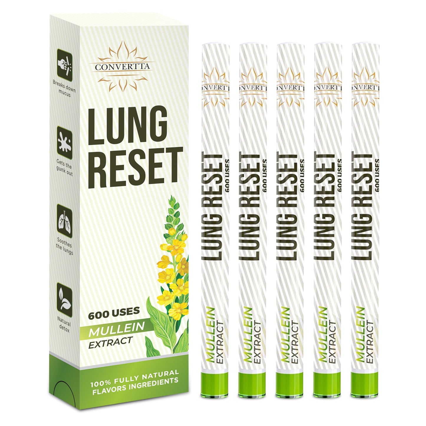 Lung Detox Mullein Diffuser Pen | Natural Mullein Leaf | Lung Health & Detox | Herbal Mullein Diffuser Pen 600 Uses
